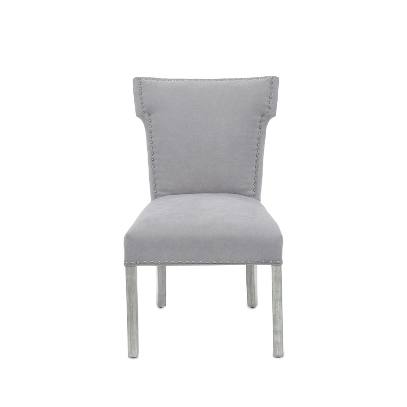 Collection de salle à manger Hylee Bella, Microfibre gris, Argent argent