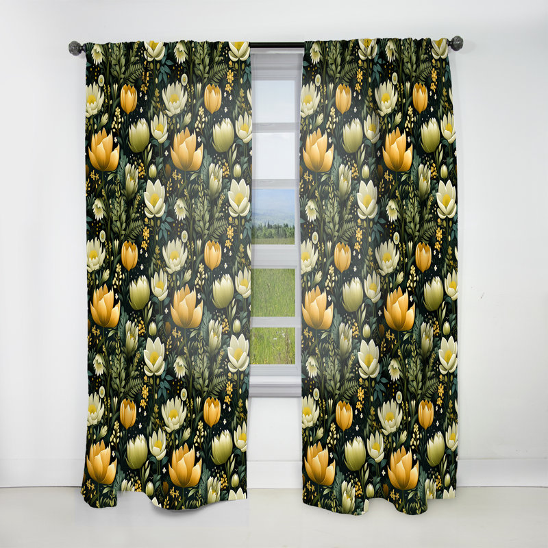 Botanical Bliss Boho Motif I - Rideau de velours bohémien - obscurcissant - 1 panneau, L 52 po x L 95 po