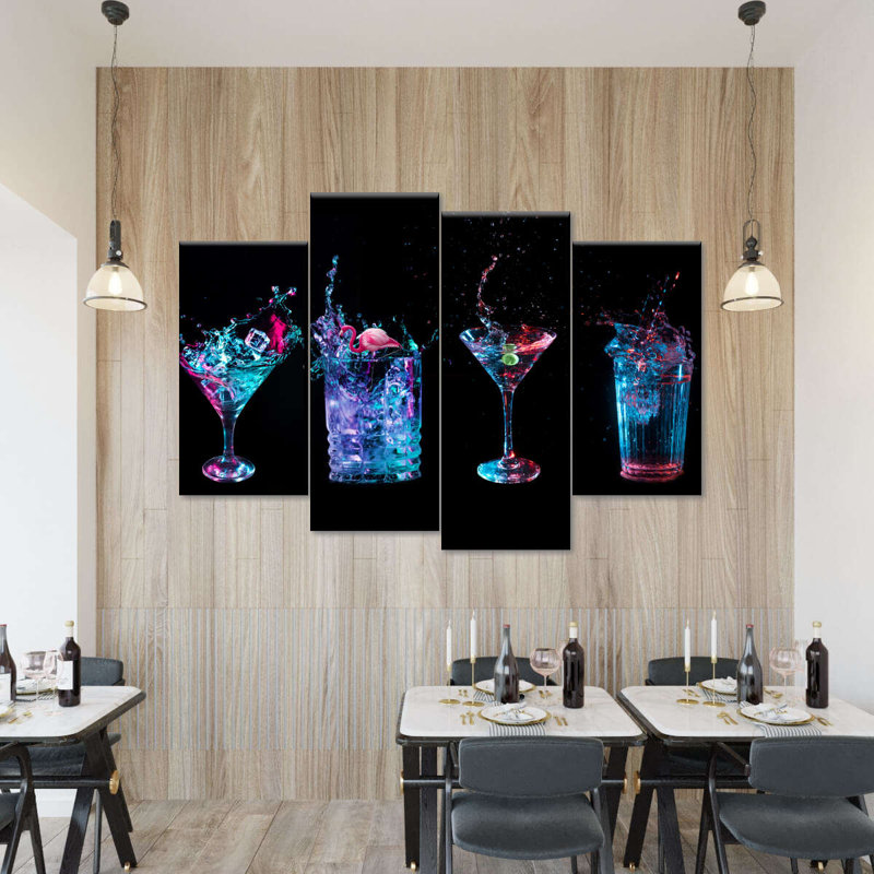Éclaboussures de cocktail 4 pièces, H 22 po x l 36 po x P 1 po