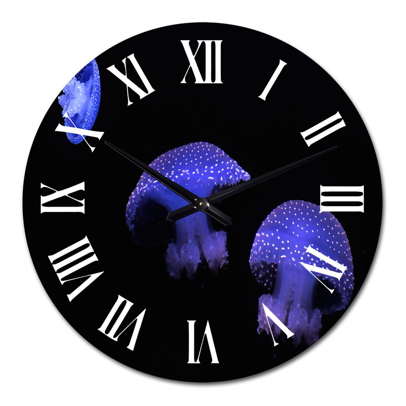 Horloge murale mauve et mauve sur fond noir, Grand
