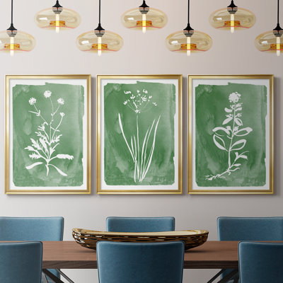 Green Botanical I - Toile tendue avec châssis sur mesure - 3 pièces