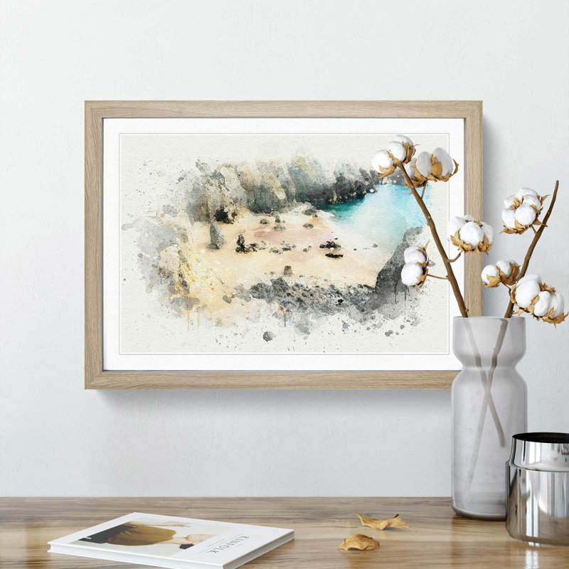 Flimstone Bay in Wales in Abstract - Picture Frame Graphic Art Print, Oak Framed, 62cm H x 87cm W x 2cm D