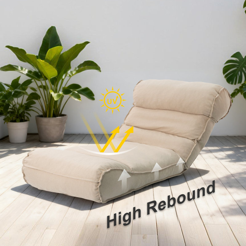 Chaise longue inclinable d'extérieur avec dossier réglable, Beige