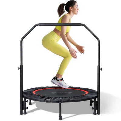 Mini trampoline de remise en forme pliable pour adultes UFURYRIDE de 40 po, capacité de 450 lb avec poignée en mousse réglable