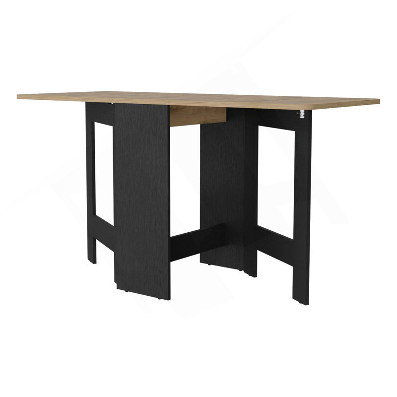 Table de salle à manger pliante Kailua, peu encombrante, pliable en 3 formes, Noir