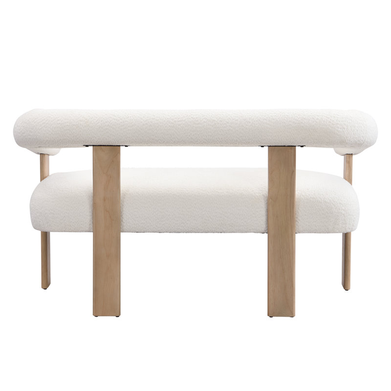 Causeuse ronde avec accoudoirs (beige et naturel)
