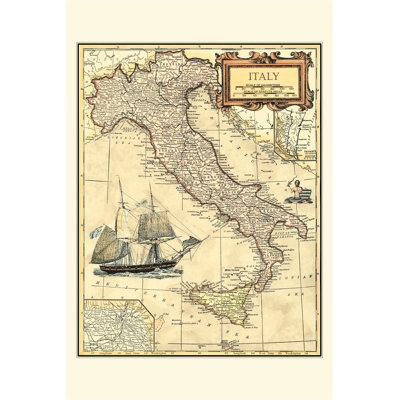 Italy Map - Wrapped Canvas Print