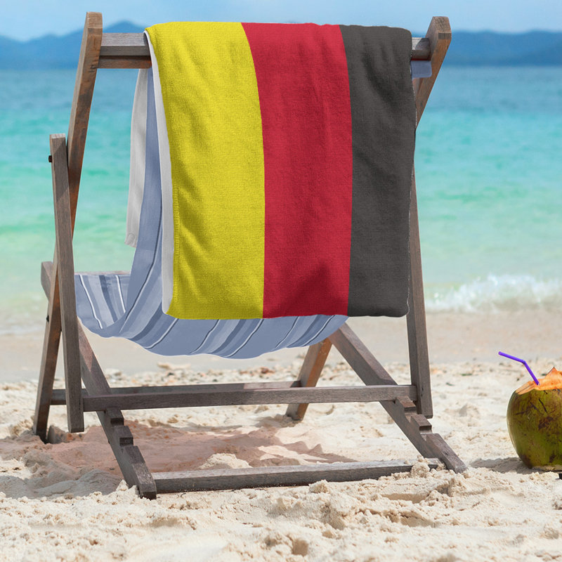 Lightweight Beach Towel, Yellow/Red/Black, Poly/Cotton
