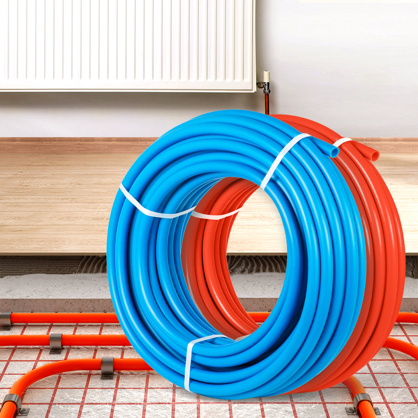 VEVOR Pex Tubing, 1 Pex Pipe 300ft Flexible Pex Hose Non Oxygen Barrier  Pex Tube Coil 80-160psi Pex Water Line Blue Pex Piping for Hot & Cold Water  Plumbing Open Loop Radiant