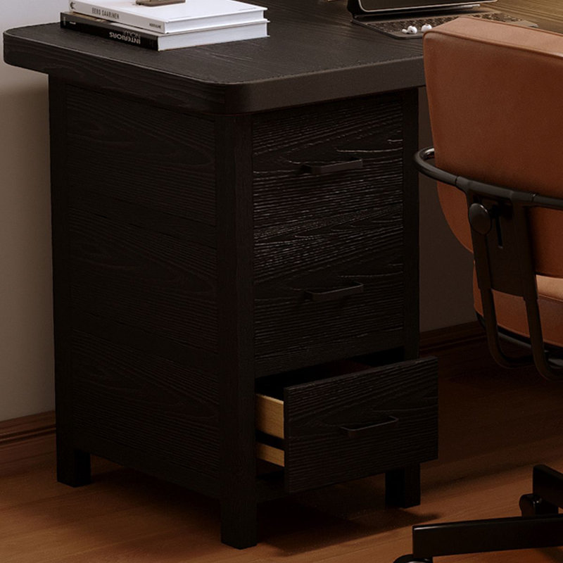 Bureau double caisson en bois massif en L noir avec 4 tiroirs, Retour à gauche, H 29,53 po x l 70,87 po x P 47,24 po