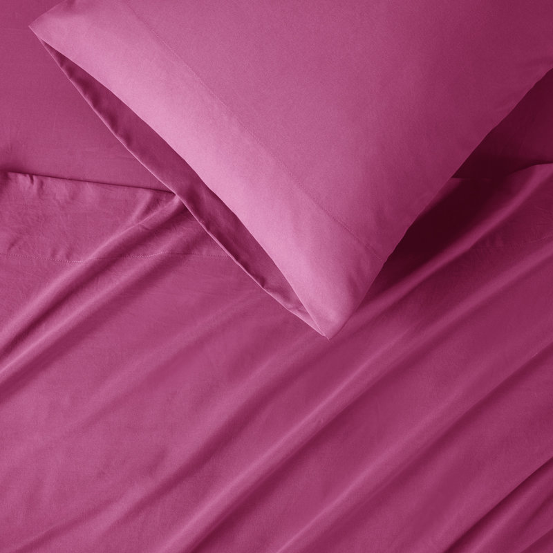 Pink Twin XL Solid Microfiber Sheet Set
