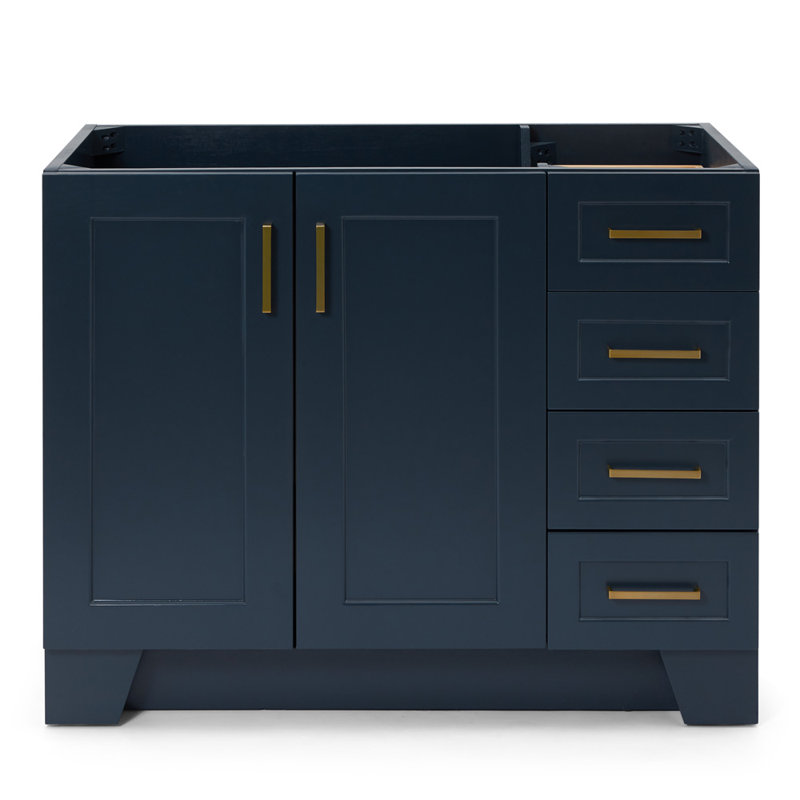 Meuble-lavabo simple en bois massif 43 po Freitas, Bleu minuit