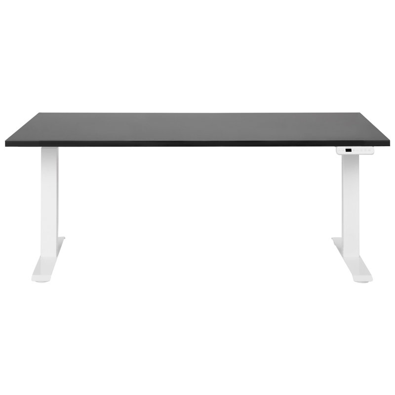 Luff Adjustable Metal Base Standing Desk, White, 128cm H x 160cm W x 72cm D, Black