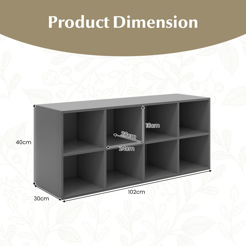 8 Pair Shoe Storage Bench, Grey
