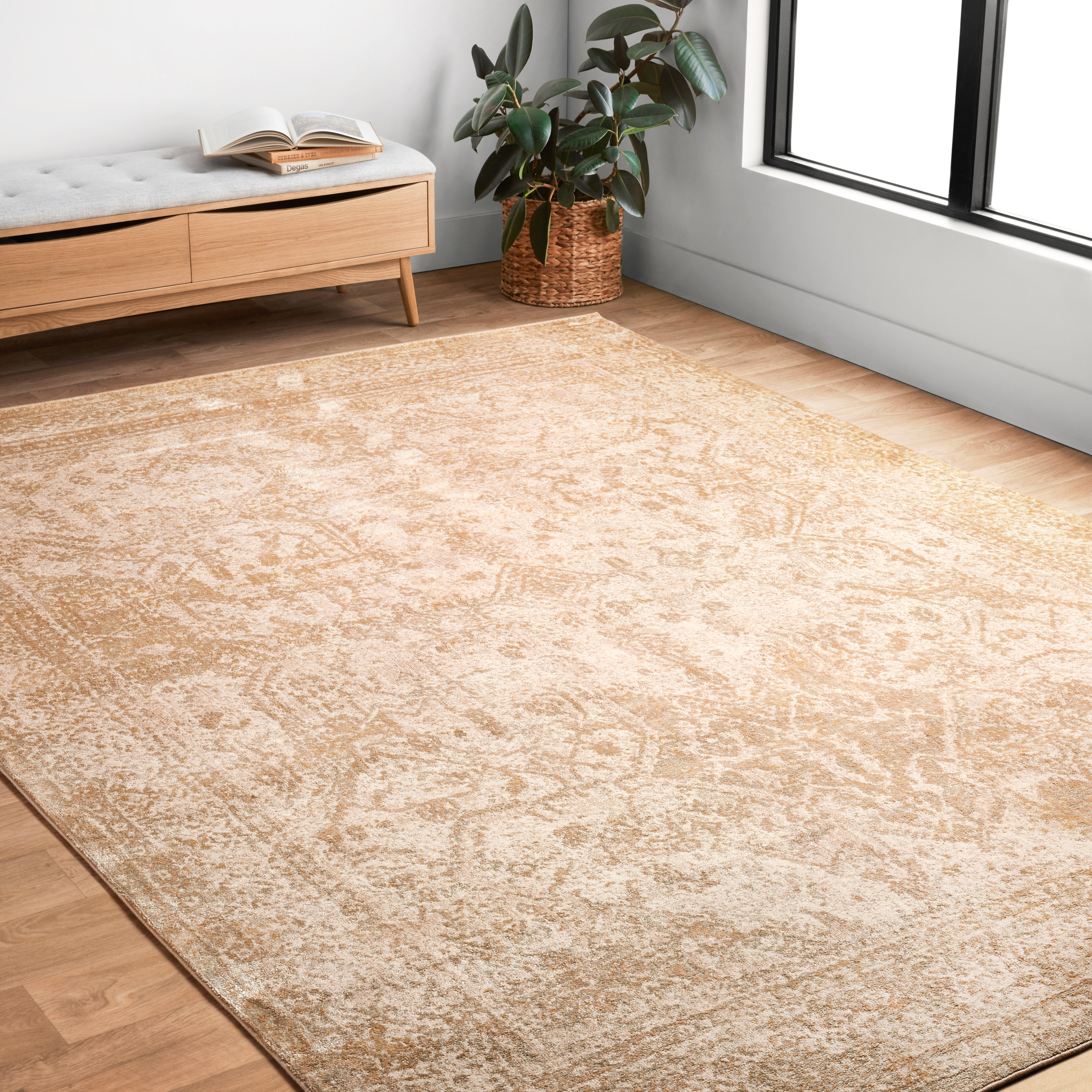 Charlton Home® Erasmo Ivory/Light Gold Rug & Reviews | Wayfair