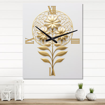 Horloge murale «Flower Of Life Golden Elegance III - Abstract Botanicals»