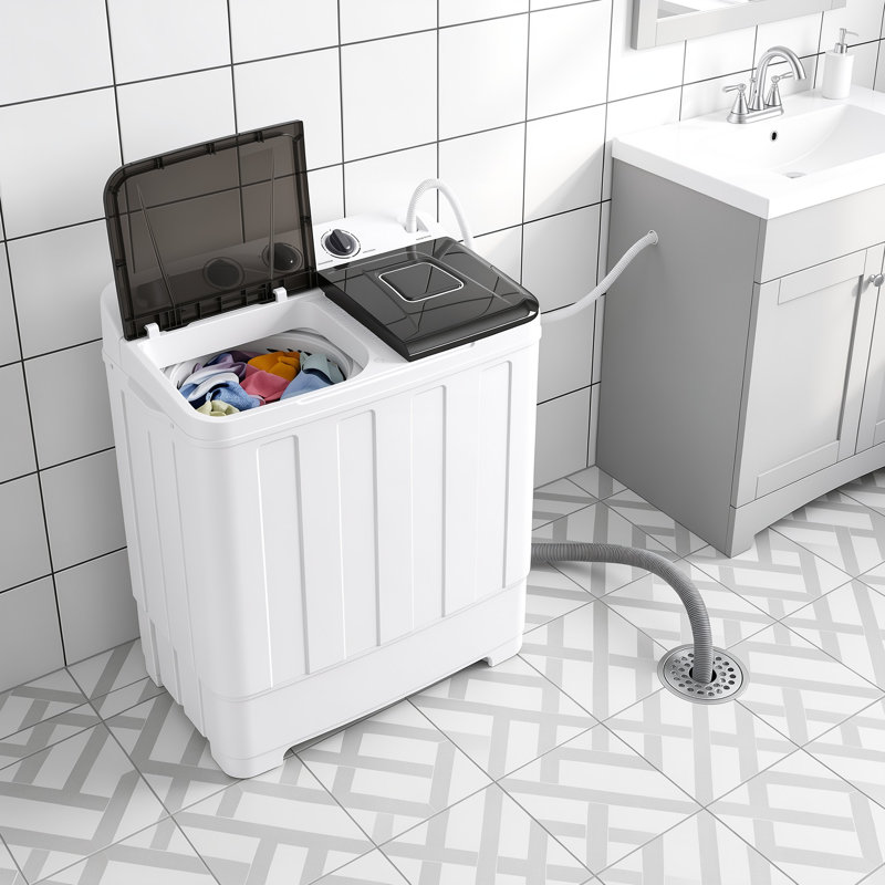 30 LBS Twin Tub Portable Washing Machine - Dual Wash & Spin Capacity With Built-In Drain Pump & Energy-Efficient Motor For Large Families