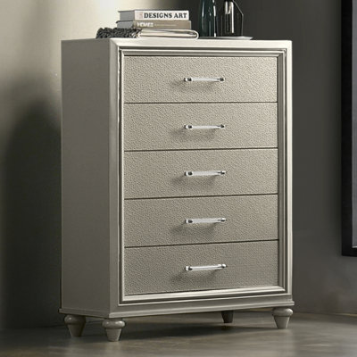 Eraldo Wood Vertical Chests In Silver by House of Hampton
