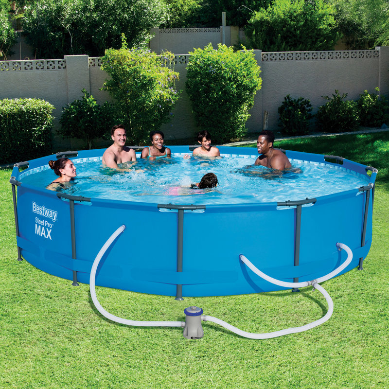 Ensemble de cadres pour piscine, Bleu, H 144,09 po x l 144,09 po x P 29,92 po