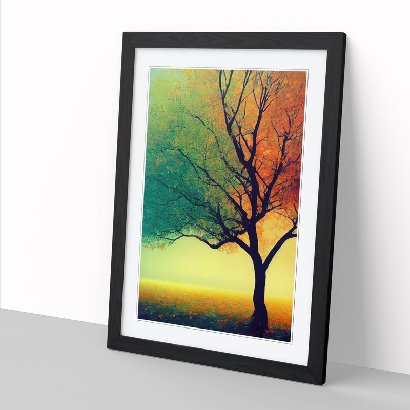 Tree Impressionism - Single Picture Frame Print, Black, 34cm H x 25cm W x 2cm D