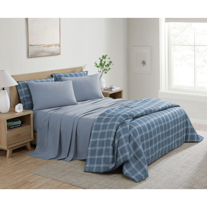 Ensemble de lit dans un sac réversible en microfibre réversible 7 pièces Swift Home, Bleu
