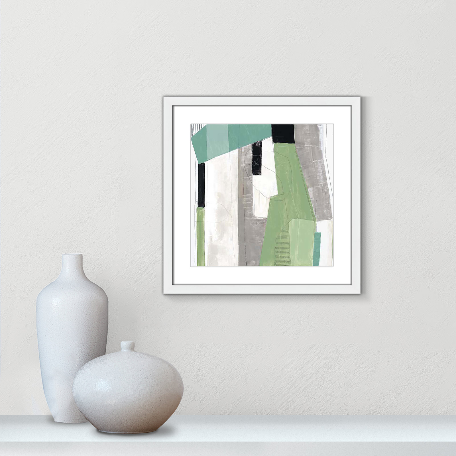 Evergreen Essence I Print, 17" H x 17" W x 1.25" D, White Box Framed