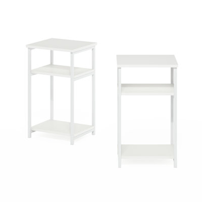 Odynn 3-Tier Industrial Metal Frame End Table with Storage Shelves, 2 Pieces Set