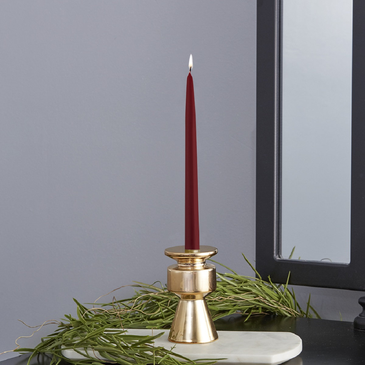 Unscented Taper Candle Set, Garnet, 9" H x 0.88" W x 0.88" D