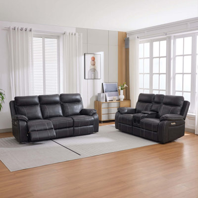 Ryansh 5 Seater Faux Leather Electric Reclining Sofa