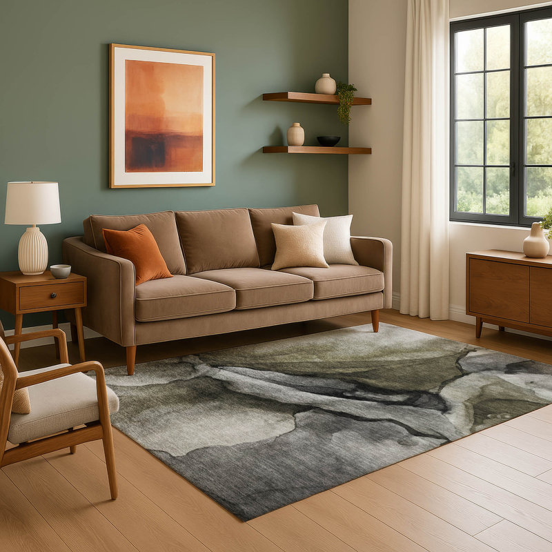 Premium Machine Washable Lonon AMF1937 Abstract Rug, Rectangle 10' x 14'