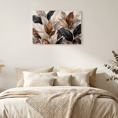 «Gallery Wrap», art mural sur toile pour le salon, la chambre à coucher, le bureau ou le vestibule - décoration murale décorative avec motif de feuilles