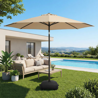 9 ft. Market Patio Umbrella with Base & Push Button Tilt