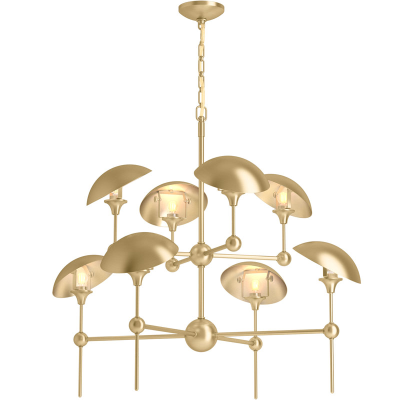Vorleigh 8 - Light Sputnik Modern Linear Chandelier, Brushed Brass