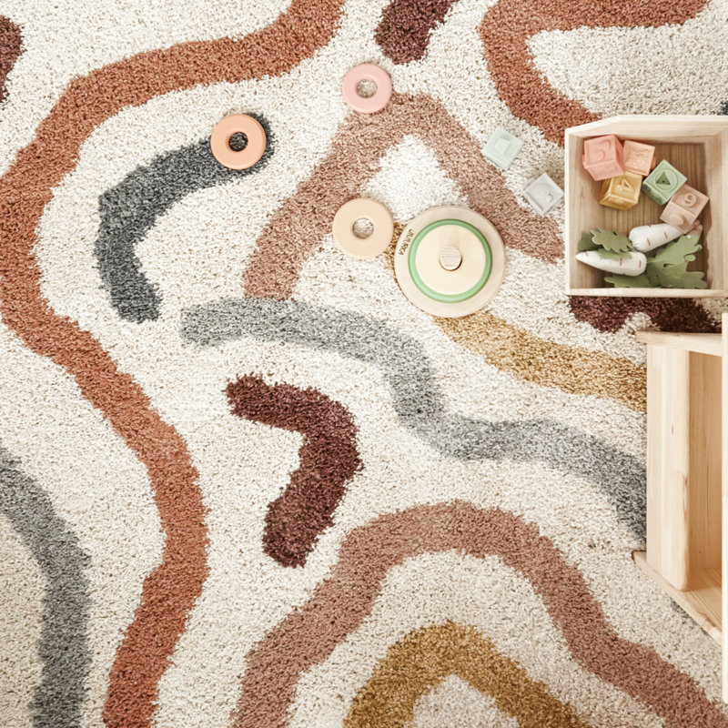 Tapis contemporain à poils longs Edlow, Rectangle 7 pi 10 po x 10 pi