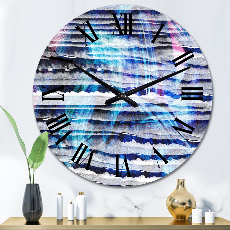 Horloge murale moderne à motif géométrique en bleu et rouge, Moyen
