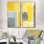 «Gray and Yellow Modern Art III», ensemble de 2 peintures sur toiles