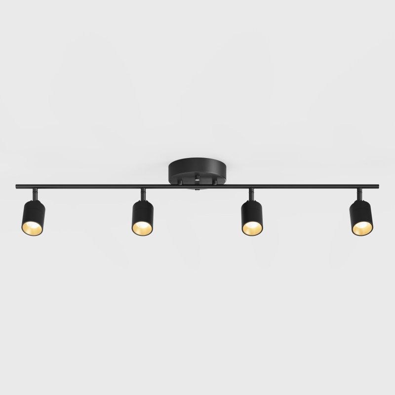 Shura 4-Light Integrated LED Track Light w/ Rotatable Heads, 3 ft. Track Lighting Kit, 3000k, 2240 Lumen, Black