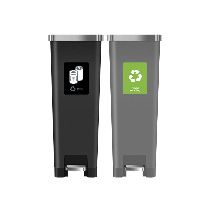 Hana Recycler Bin, Grey, 60" H x 22" W x 35" D, 30