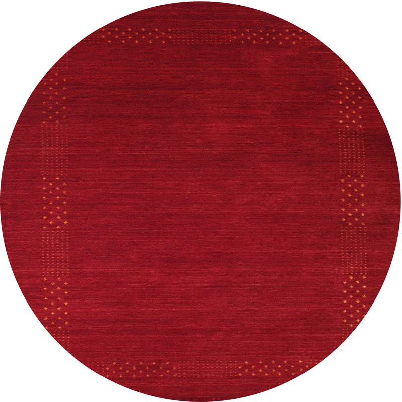 Tapis contemporain rouge, Rond 6 pi