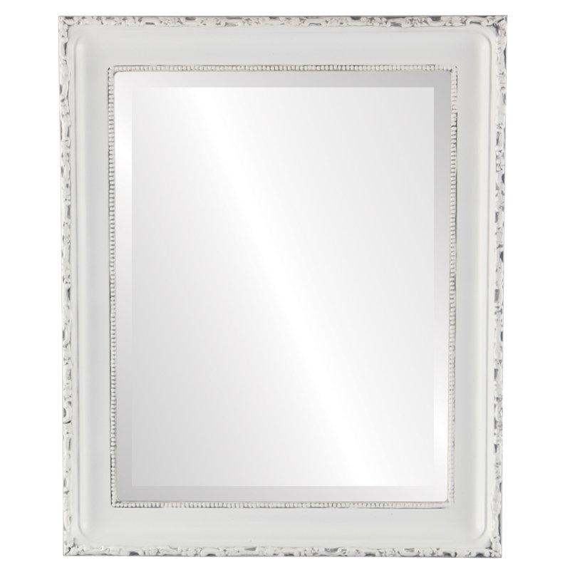 Miroir décoratif biseauté Reposa, H 31 po x l 25 po, Lin blanc