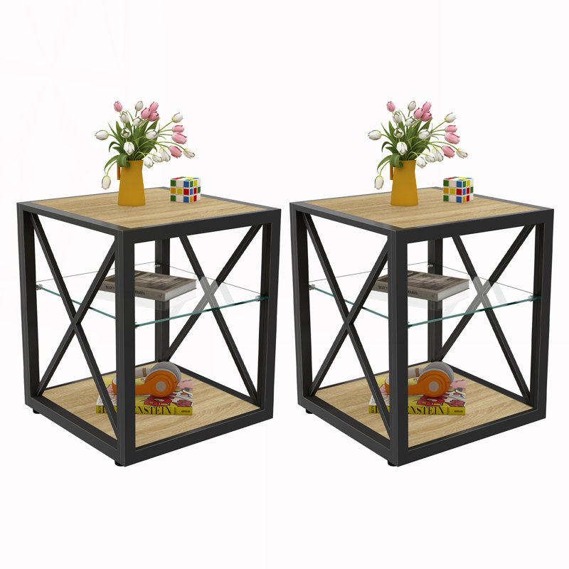 Table de chevet pour chambre à coucher et salon, Ensemble de 2