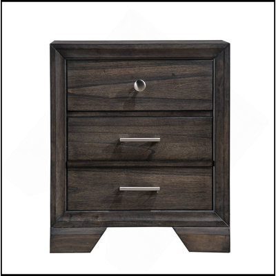 1Pc Contemporary Style 2 Storage Drawers Nightstand End Table Bedroom Solid Wood Wooden Furniture Dark Wood Finish
