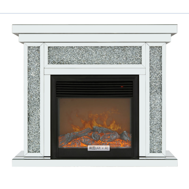 10 Inches Wide X 10 Inches Deep X 32 Inches High English Inch Acrylic Diamond Mirror Wall Furnace Frame With Two Side Pillars, Independent Fireplace Frame With Built-In Filling Material: Acrylic High