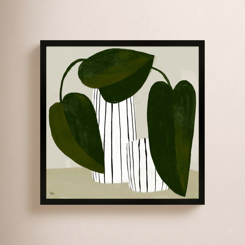 Striped Vases Painting by StudioM, Black Framed, 24" H x 24" W x 1.25" D