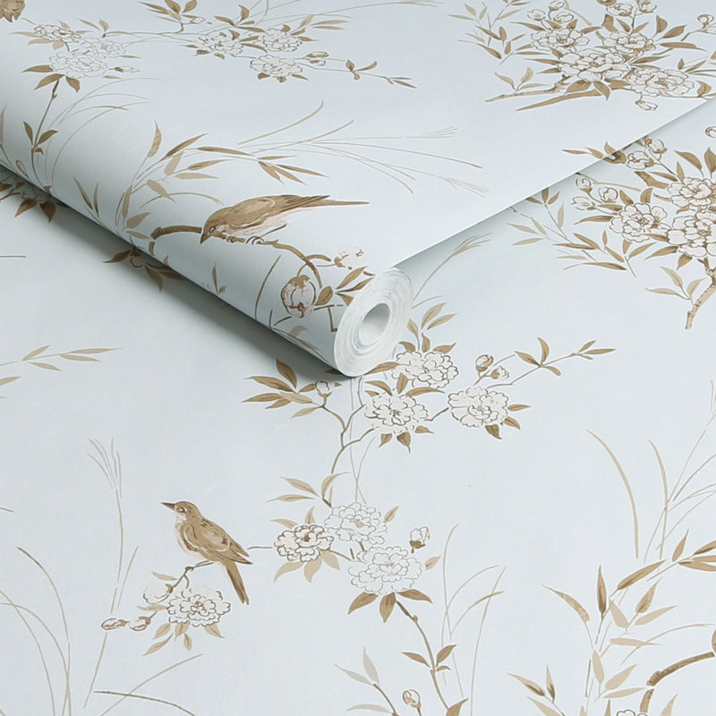 by Rachel Ashwell Bird Chinoiserie Floral 10m x 52cm Wallpaper Roll, Blue