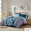 Édredon avec draps pour lit double - Texture bleu marine