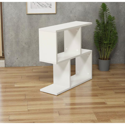 Grey End Table, 4 Shelves Rectangle, 23X23x7 Inches, Solid Wood Build, Easy Assembly Process Rectangle Shelves, Ample Space For Books