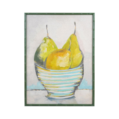 Art mural encadré en forme de bol à fruits avec cadre en bois de bambou