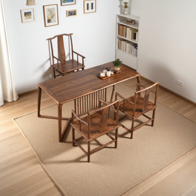 Industrial Solid Elm Wood Study Desk