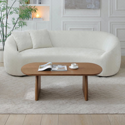 Table basse 47,24 "ovale - Placage de bois massif, Mid-Century moderne - Noyer